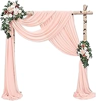 Vista 52 de Tela para envolver arco de boda, 4 paneles de 28 x 20 pies, cortinas de arco de boda rosa para ceremonia, cortinas de tela de gasa para cenador