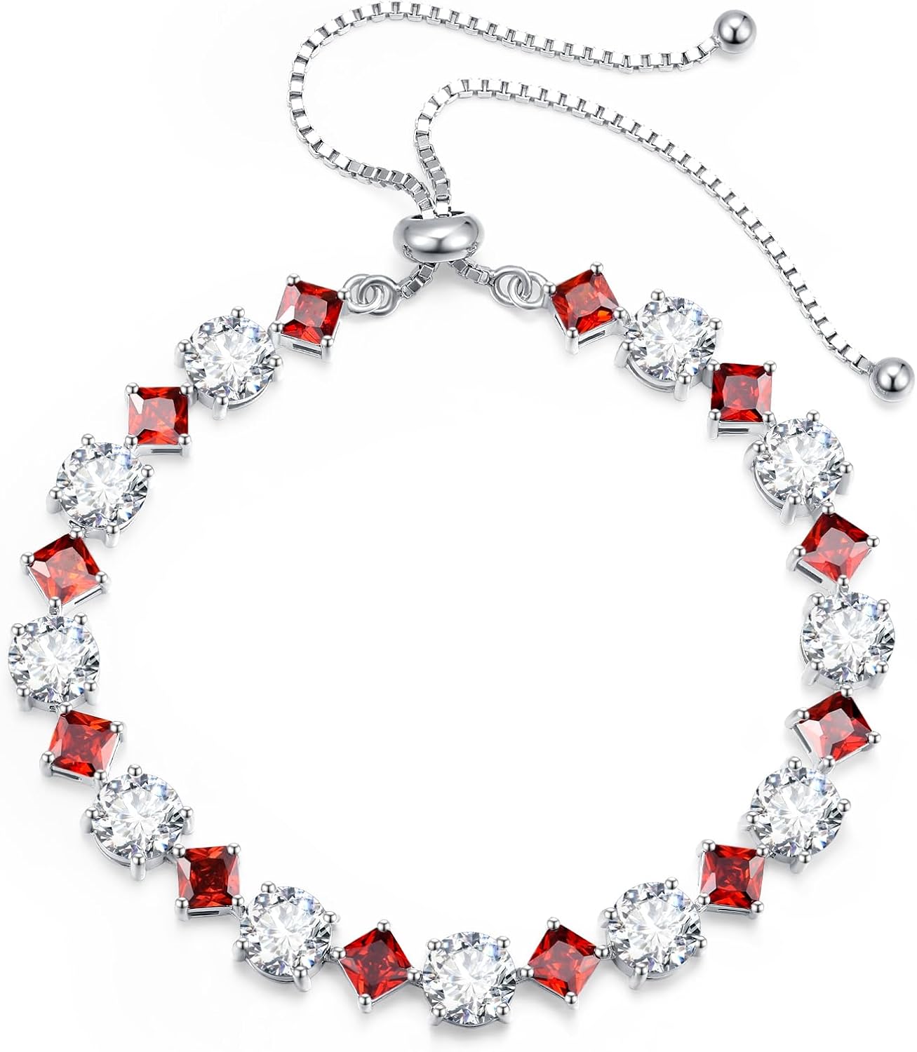 FANCIME Rhythm of Light Sterling Silver Tennis Bracelet Birthstone Bolo Tennis Bracelets for Women Fine Jewelry Birthday Gifts for Women - Image 2