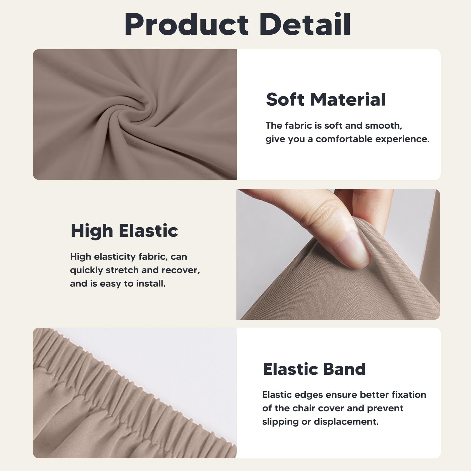 Coprisedie con schienale 4 pezzi Elasticizzato Copertura della sedia bi-elastico per una misura universale, Coppia spandex Coprisedia molto facile da pulire e di lunga durata(4 pezzi ,Khaki)
