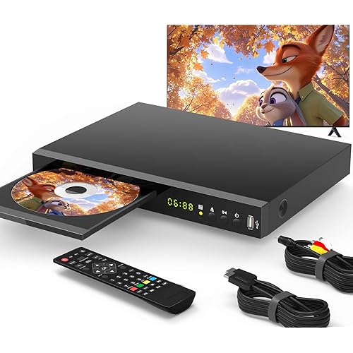 Blu Ray DVD Player Dolby Digital TrueHD/DTS and 1080P Full HD, Play All DVDs and Region A 1 Blu-Rays, Support Max 128G USB Flash Drive + HDMI/AV/Coaxial Output + Built-in PAL/NTSC with HDMI/AV Cable