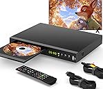 Blu Ray DVD Player Dolby Digital TrueHD/DTS and 1080P Full HD, Play All DVDs and Region A 1 Blu-Rays, Support Max 128G USB Flash Drive + HDMI/AV/Coaxial Output + Built-in PAL/NTSC with HDMI/AV Cable