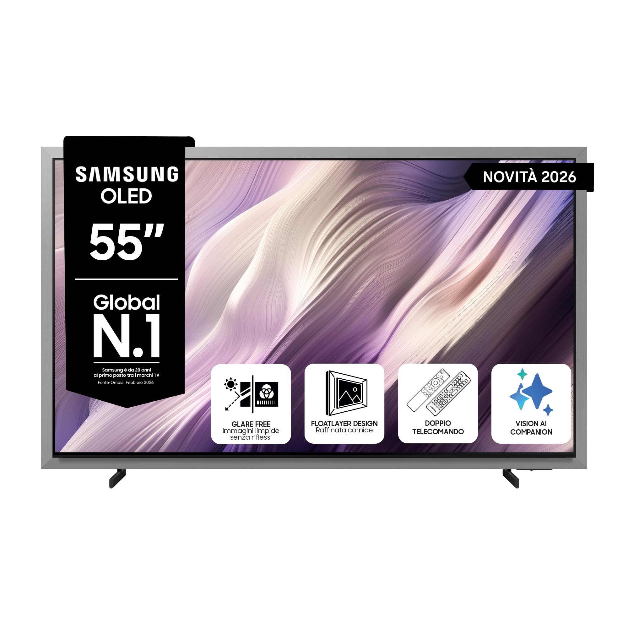 Samsung Smart TV 55" QE55S99HAEXZT OLED 4K Glare Free, HDR 10+, Motion Xcelerator 165Hz, Dolby Atmos, Gaming Hub, G-Sync, Voice Control with AI(VAC), Alexa Built-in, PACCHETTO INTRATTENIMENTO, 2026
