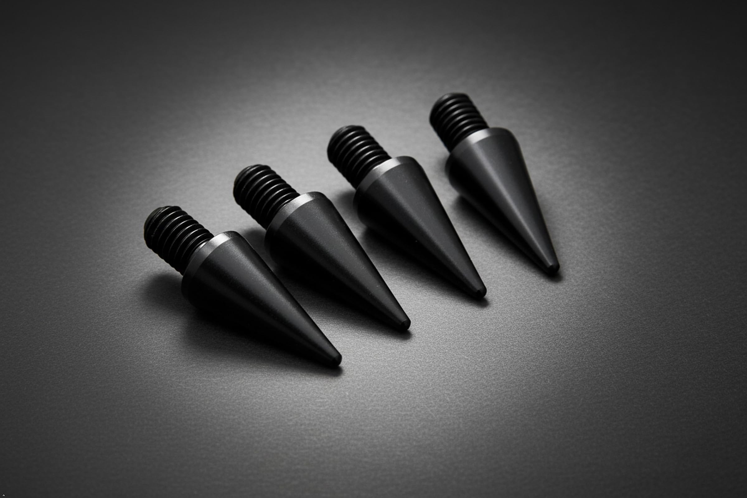 PrecisionGeek Speaker Spikes M6 – Aluminium Noir Ø10 × 20 mm – Anti-Vibration – 4 pièces