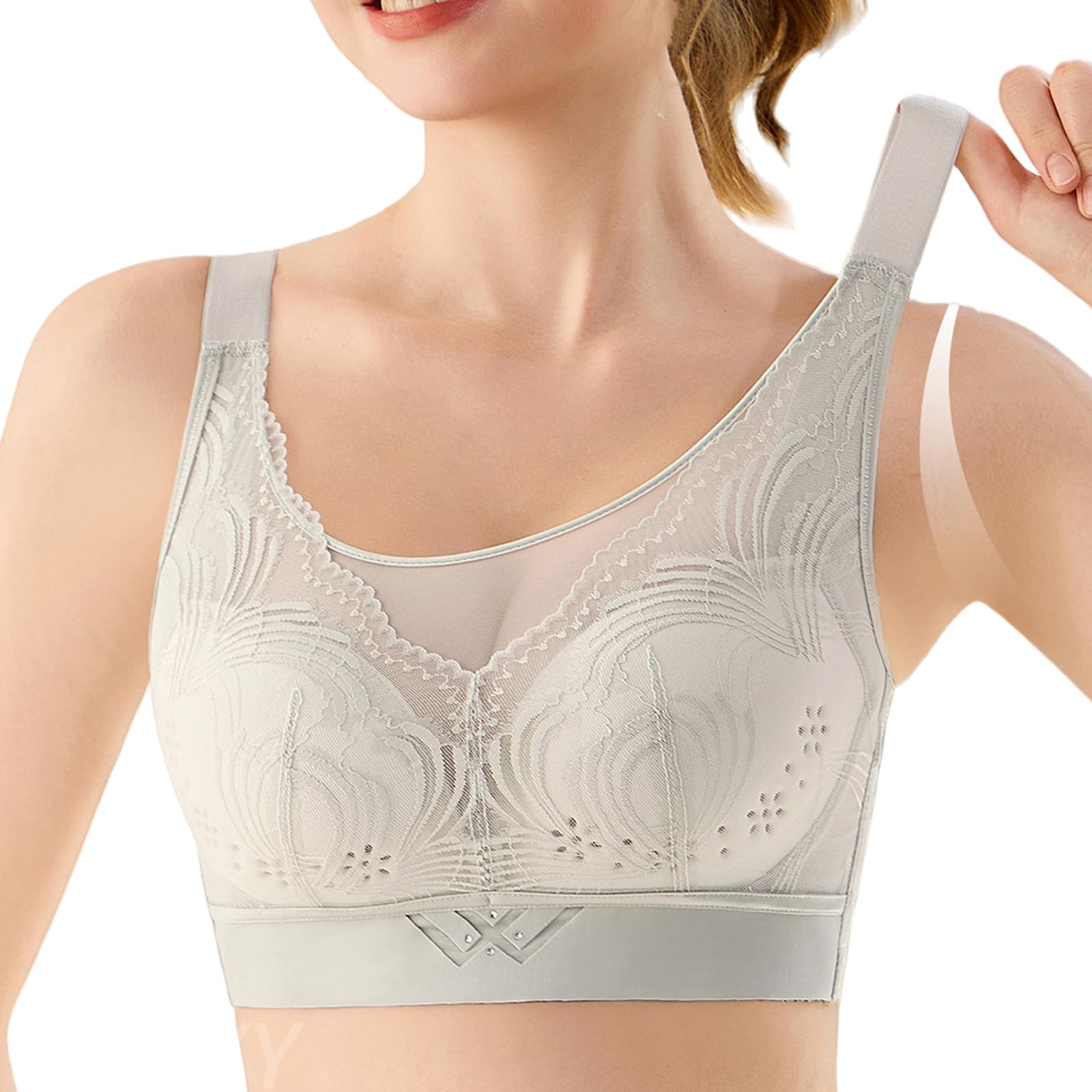 Set di 2 Reggiseno Senza Ferretto Donna Pizzo Bralette Comodo Contenitivo Intimo Curvy per Seno Grande Invisibile Scollatura Profonda Brassiere Taglie Forti