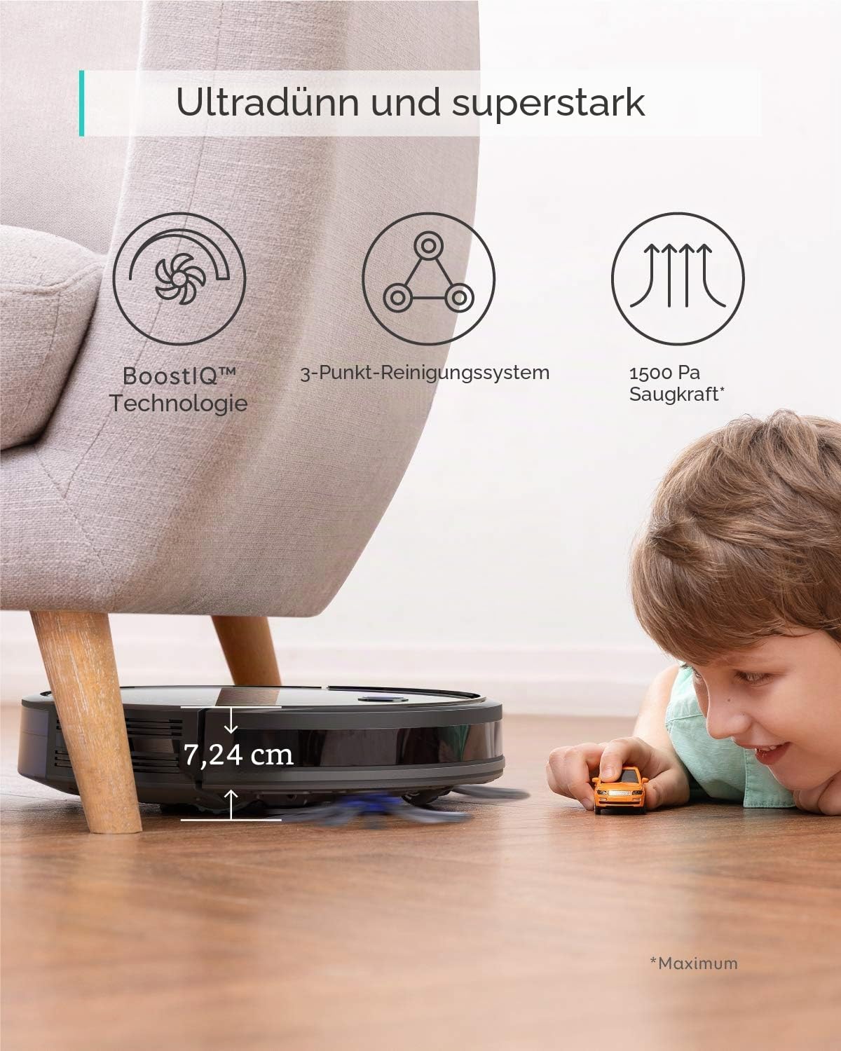 eufy by Anker Saugroboter RoboVac 30C, WLAN Staubsauger Roboter mit BoostIQ, Hohe Reinigungsleistung mit Starke 1500Pa Saugkraft (Generalüberholt)