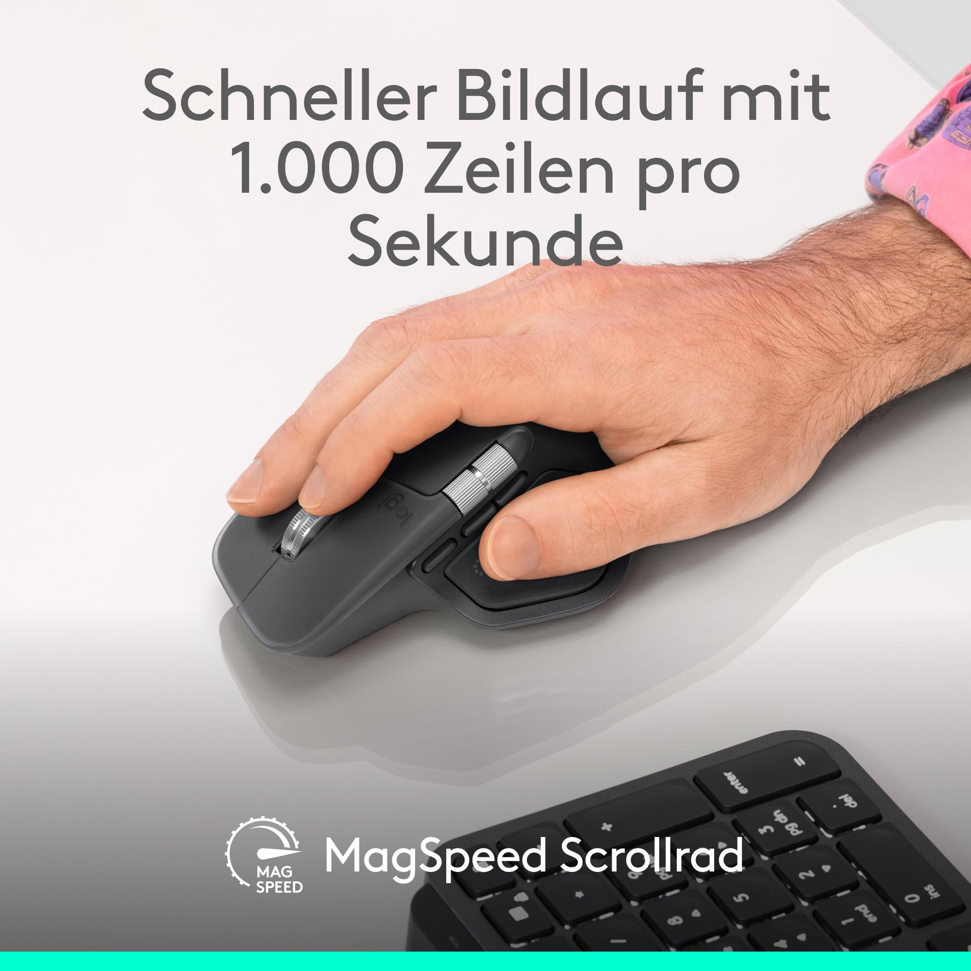 Logitech MX Master 4 for Business, kabellose Maus mit leisen Klicks, 8K DPI, MagSpeed-Scrollrad, Logi Bolt Empfänger, Bluetooth, Actions Ring, Haptik, Aufladen über USB-C – Grafit
