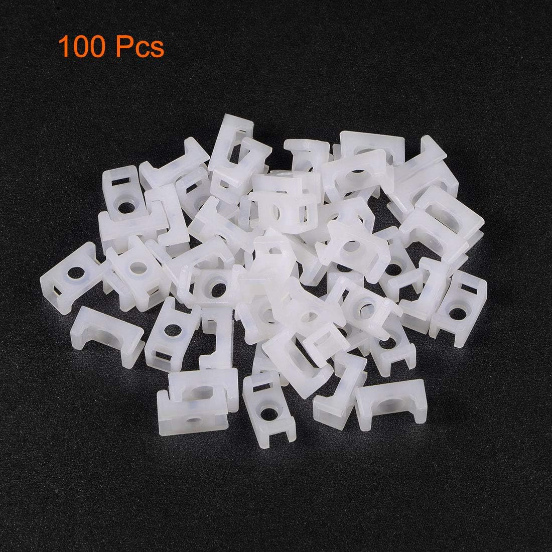 uxcell Cable Tie Base Saddle Type Mount Wire Holder Permanently Anchor To Wall Desk 13x7x6mm White 100pcs