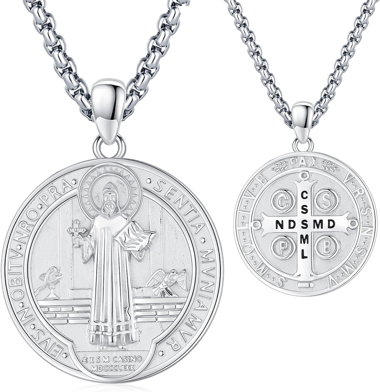 Saint Necklace for Men Women 925 Sterling Silver Patron Saint Medal Necklace St Amulet Protection Pendant Jewelry Gift