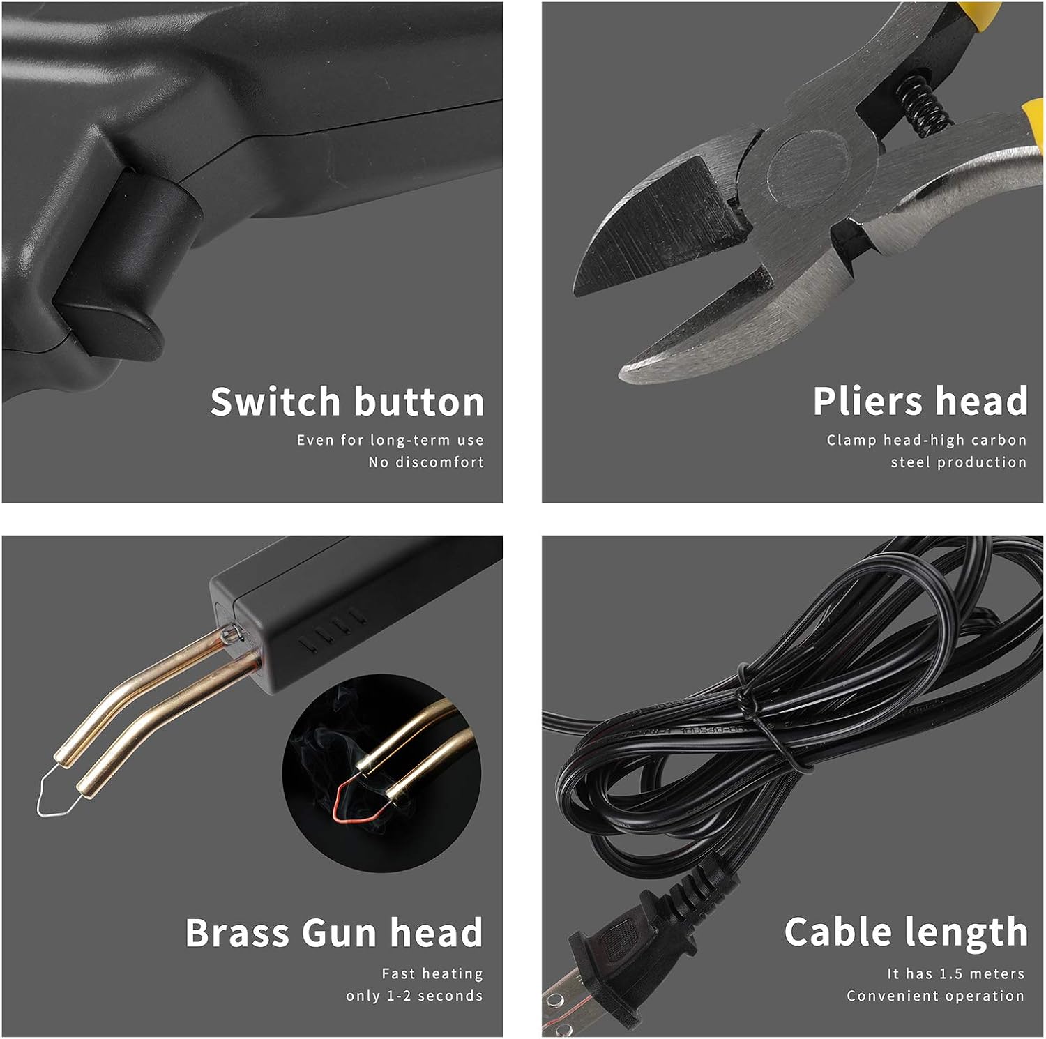 ATOLS Plastic Welding Machine Car Bumper Repair Kit, 50W Hot Stapler Plastic Repair Kit, Hot Staple Gun Car Bumper Crack Repair Kit with Plier, Flat/Outside Corner/Inside Corner/Wave Staples - - 