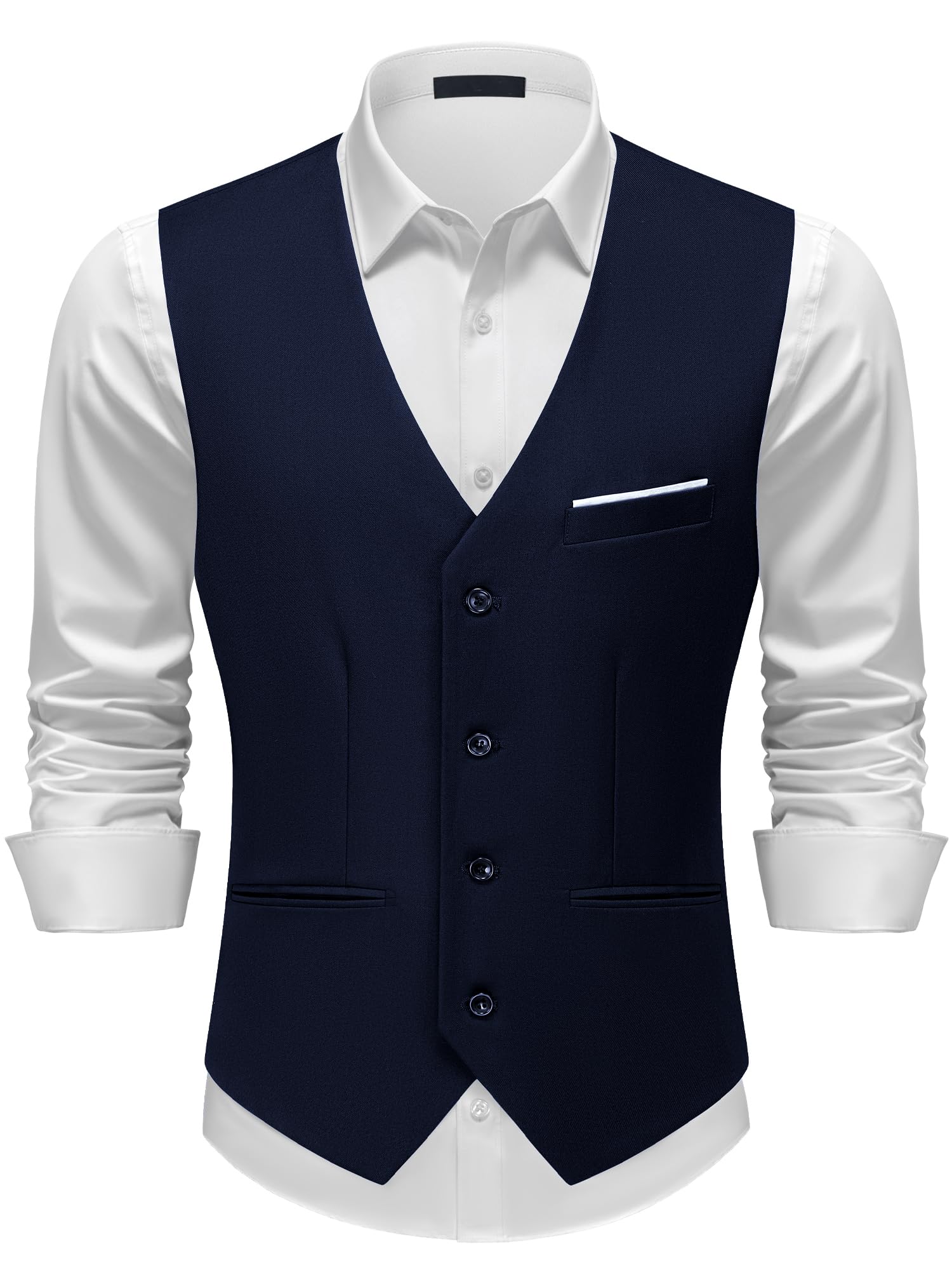Autsel Herren Weste Elegant Anzugweste Slim Fit Business Hochzeit Party | Verstellbar, 4 Knöpfe, Echte Taschen, Formal, Dinner, Casual, Vest, Gilet, Clothing
