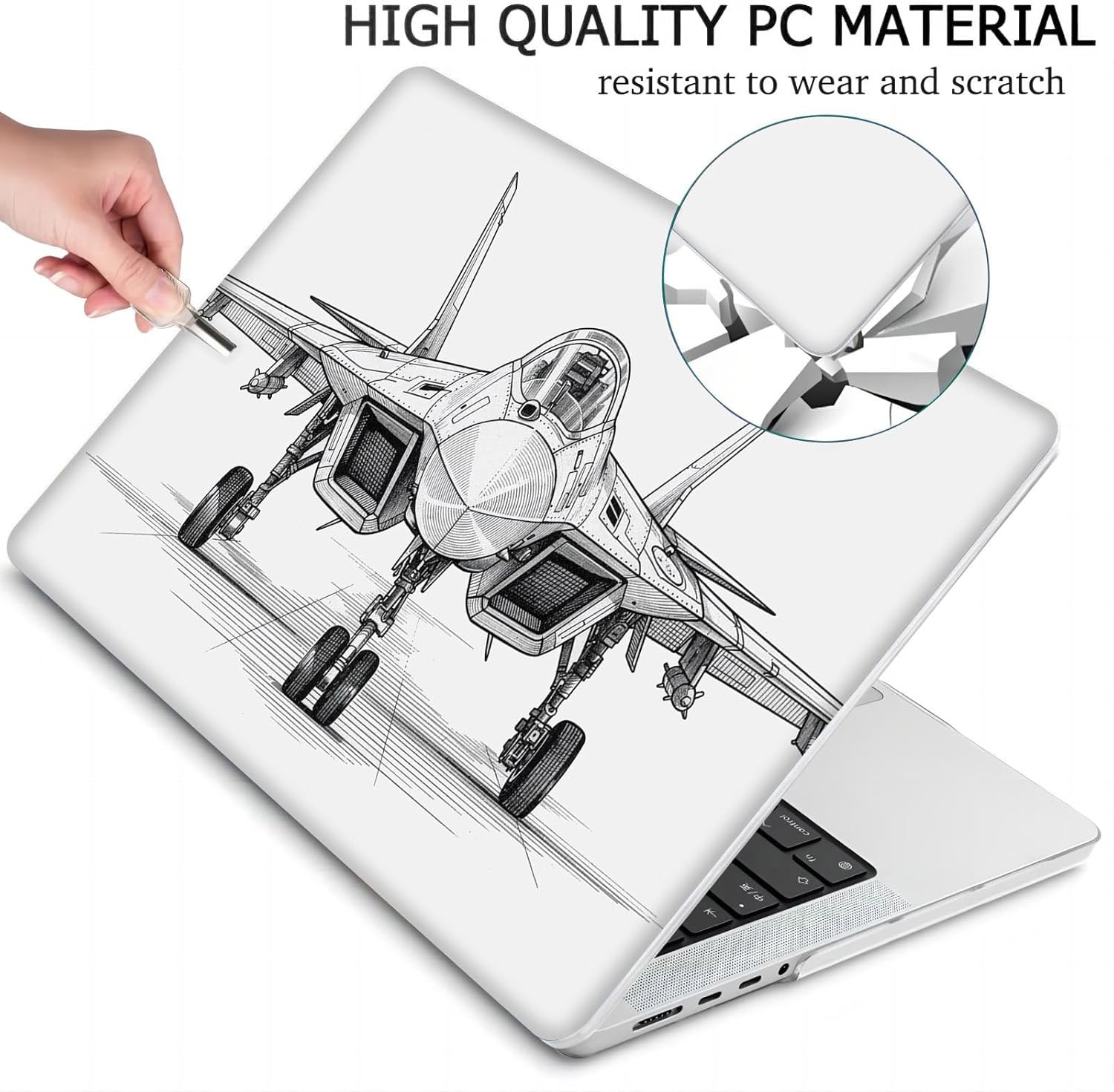 Compatible with MacBook Neo 13-inch, Hard Shell Case with Keyboard Cover and Screen Protector (A3404 A18 Pro chip, 2026 Release) - Fighter Jet MC22159