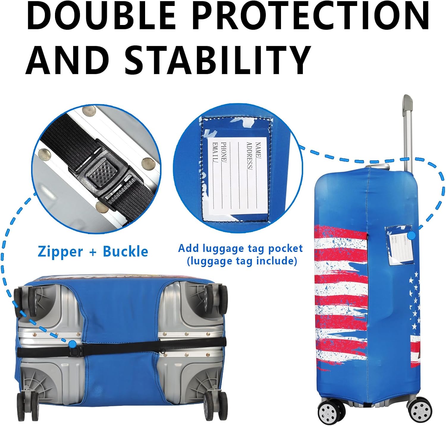 Travel Luggage Cover Protector Stretchable,Washable&Anti-Scratch,Fits 18-32 Inch case (Eagle, L(26-28 inch)) image 4