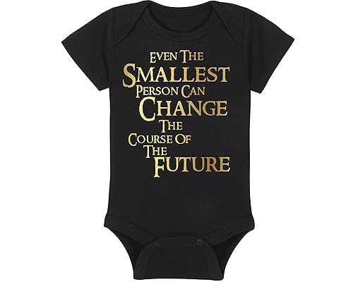 Miniatura 4 de LOTR Baby Onesie and Hat - Even The Smallest Person Can Change The Course Of The Furture - Halfling (12-18 Month - Black Fabric - Gold Design)
