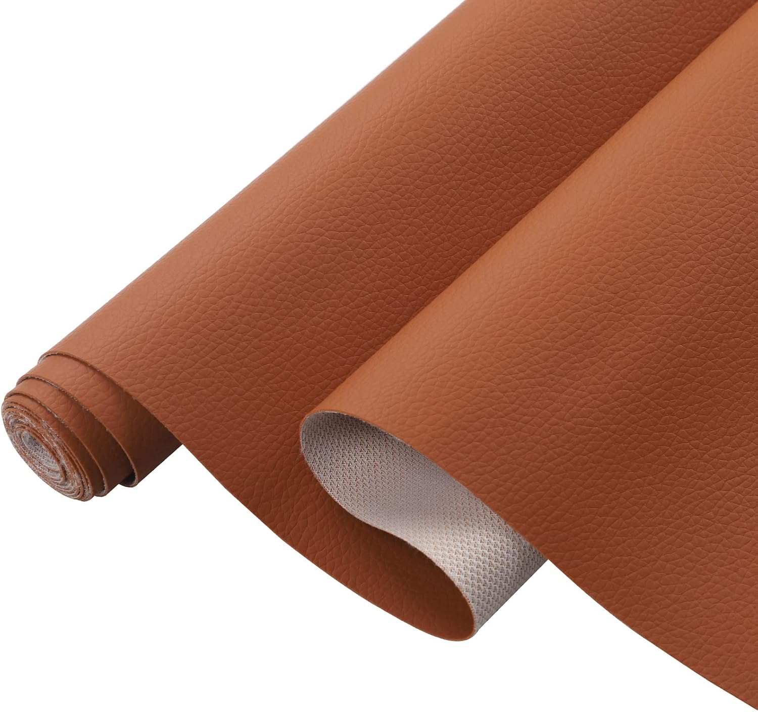 Picheng Lychee Texture Solid Color Faux Leather Sheets13.8 X53(35cmX135cm),Soft Faux Leather Roll Very Suitable for Making Crafts,Leather Earrings, Bows,Sewing DIY Projects (Pink)
