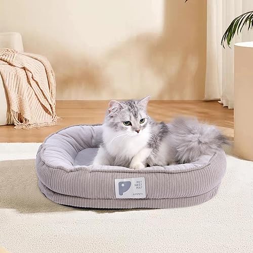 Miniatura 6 de Cama para gatos de interior, camas para perros pequeños con funda extraíble lavable, cama rectangular para cachorros, parte inferior antideslizante,