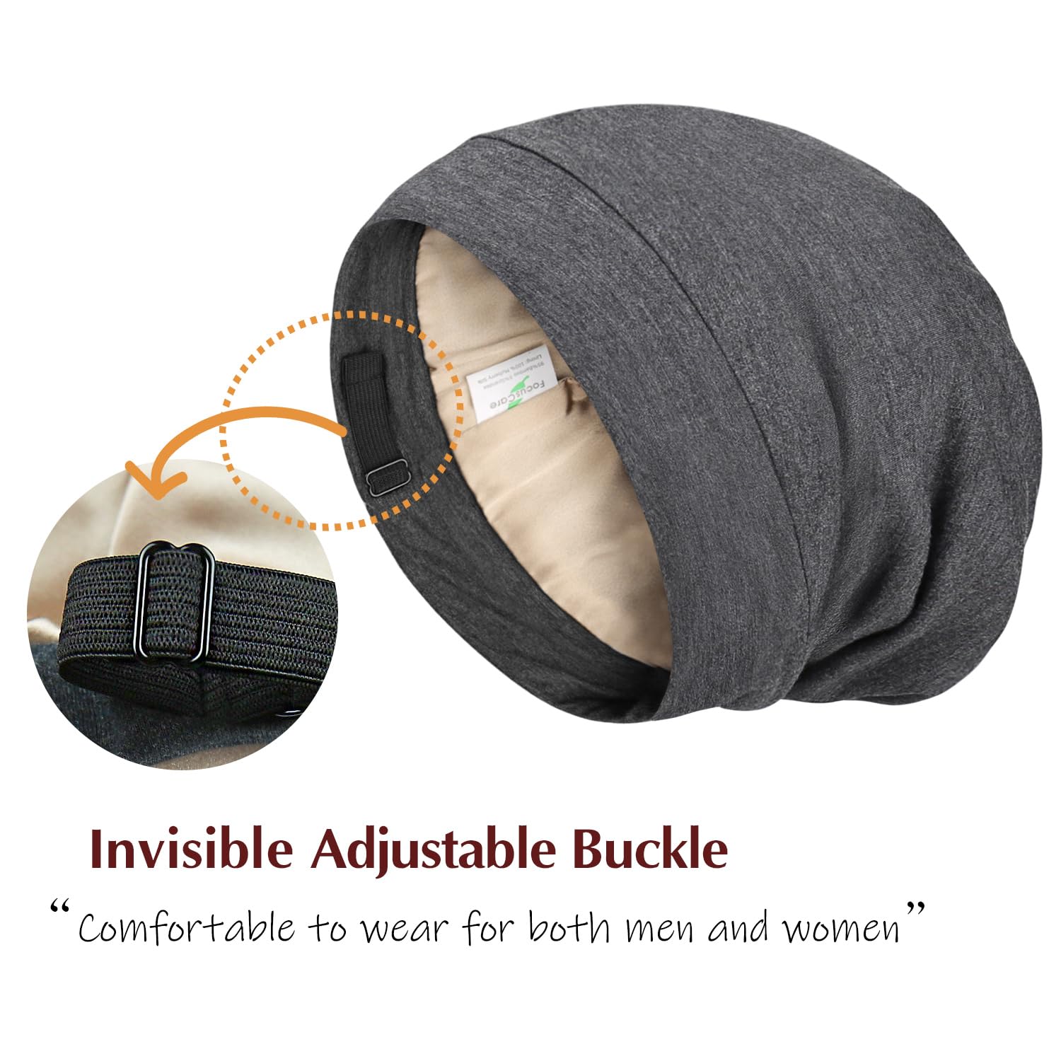 Gorro de dormir con forro de satén de seda, interior de 19 mm, 100 % seda de morera, viscosa natural, transpirable para el cabello