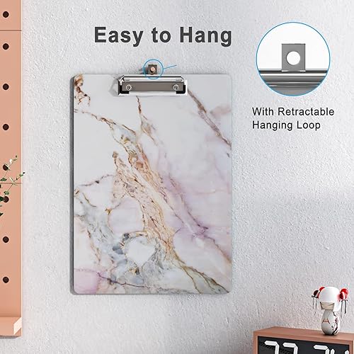 Miniatura 5 de Bonito portapapeles con diseño de madera A4 decorativo tamaño carta para oficina, tamaño estándar 9 x 12.5 pulgadas con clip de metal de perfil