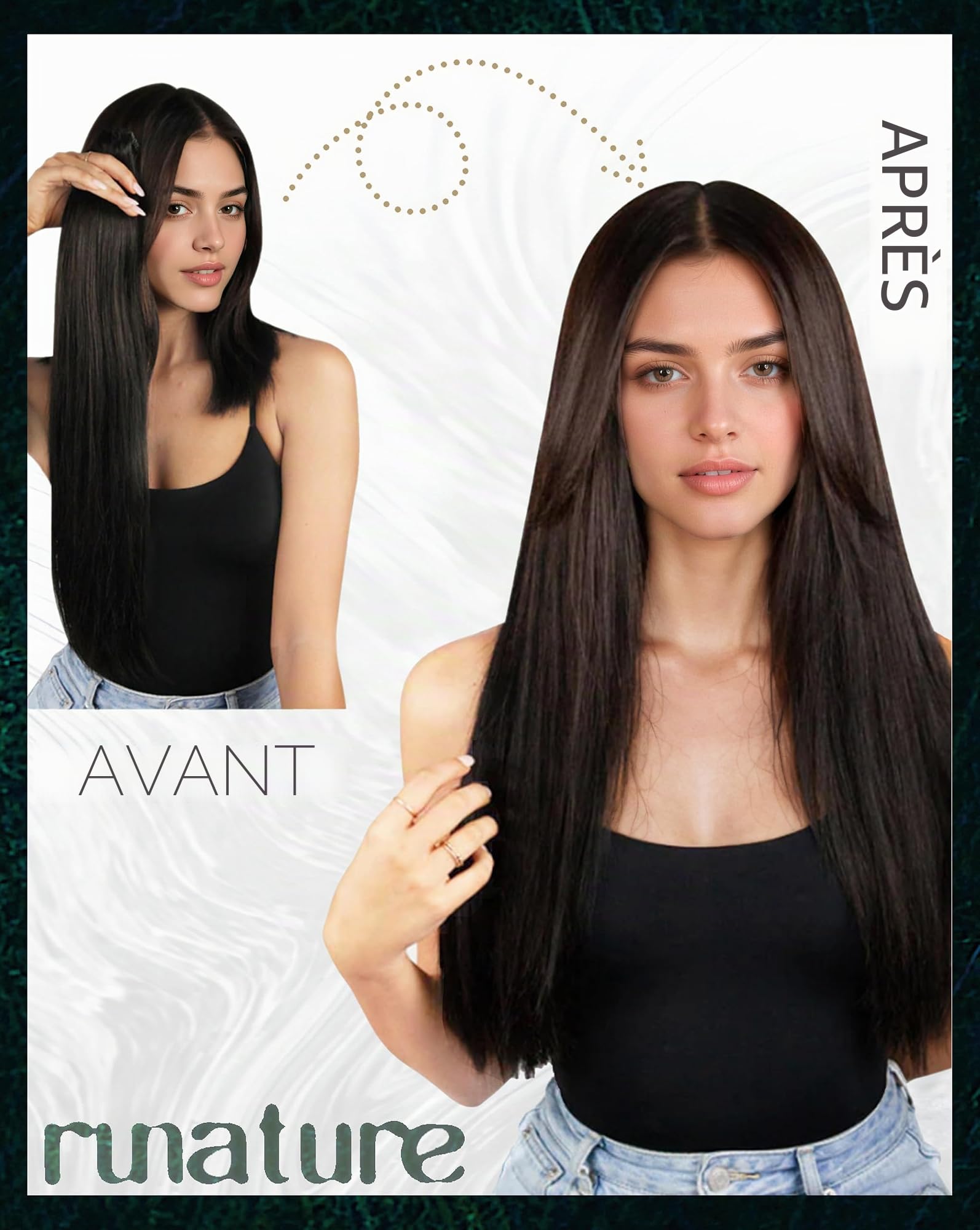 RUNATURE Extension Biadesive Capelli Veri 50cm Lunghi 50g 20Pcs #10P16