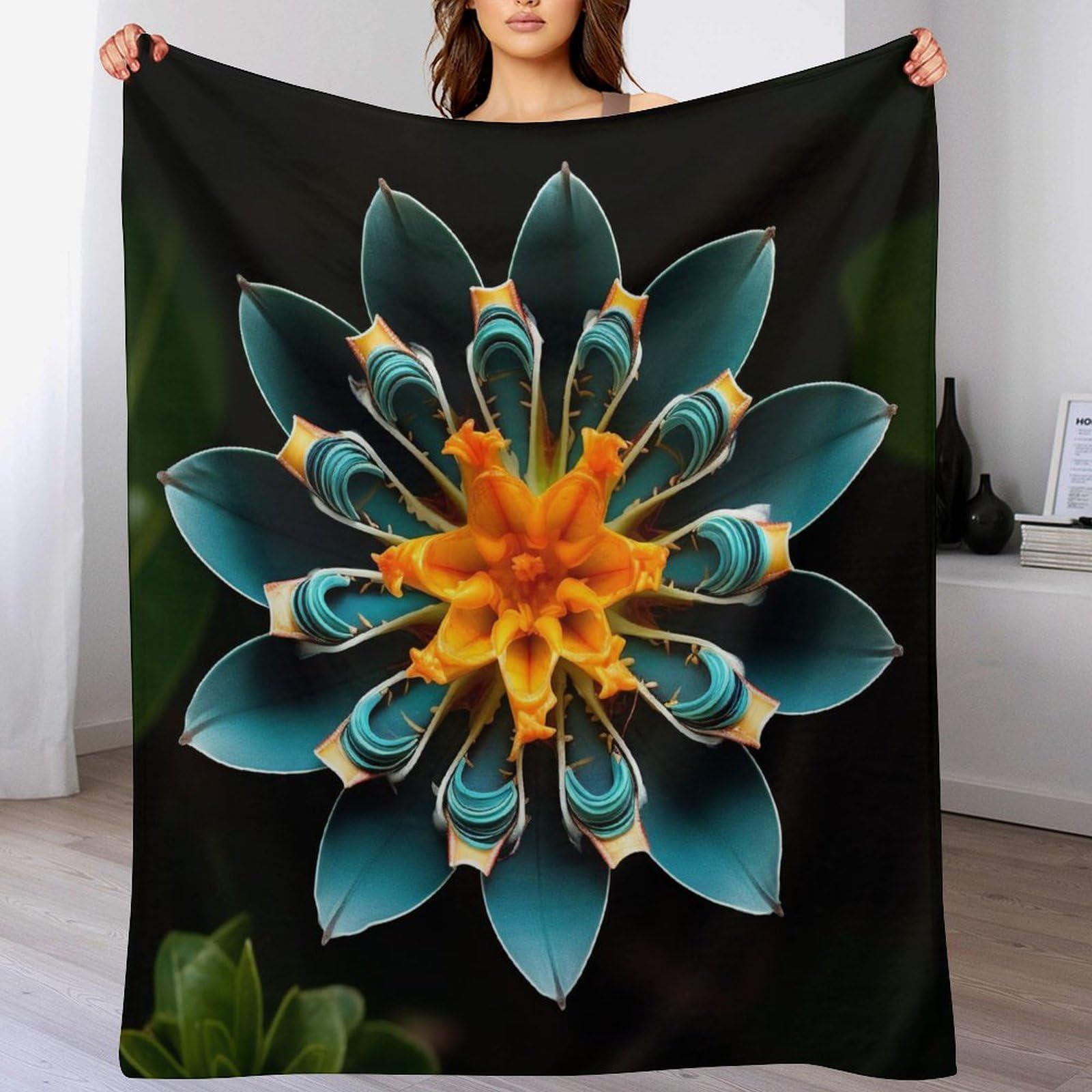 Manta con flores para sofá de 180x200 cm ideal para tardes de películas