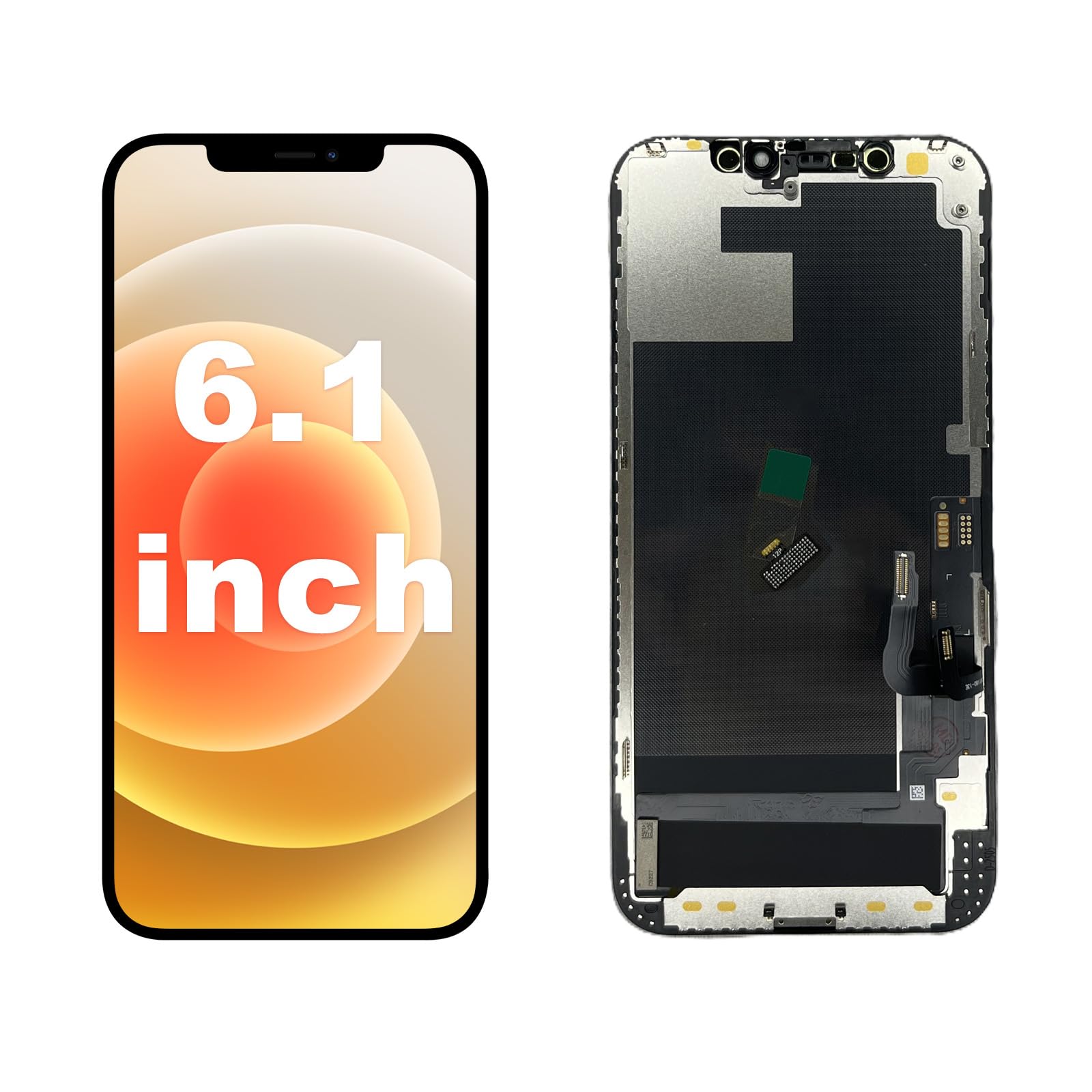 DIGI4U Pantalla OLED para iPhone 12/iPhone 12 Pro de 6,1 pulgadas Truetone Full HD COF Display Digitizer Assembly con herramienta de reparación, protector de pantalla y adhesivo resistente al agua