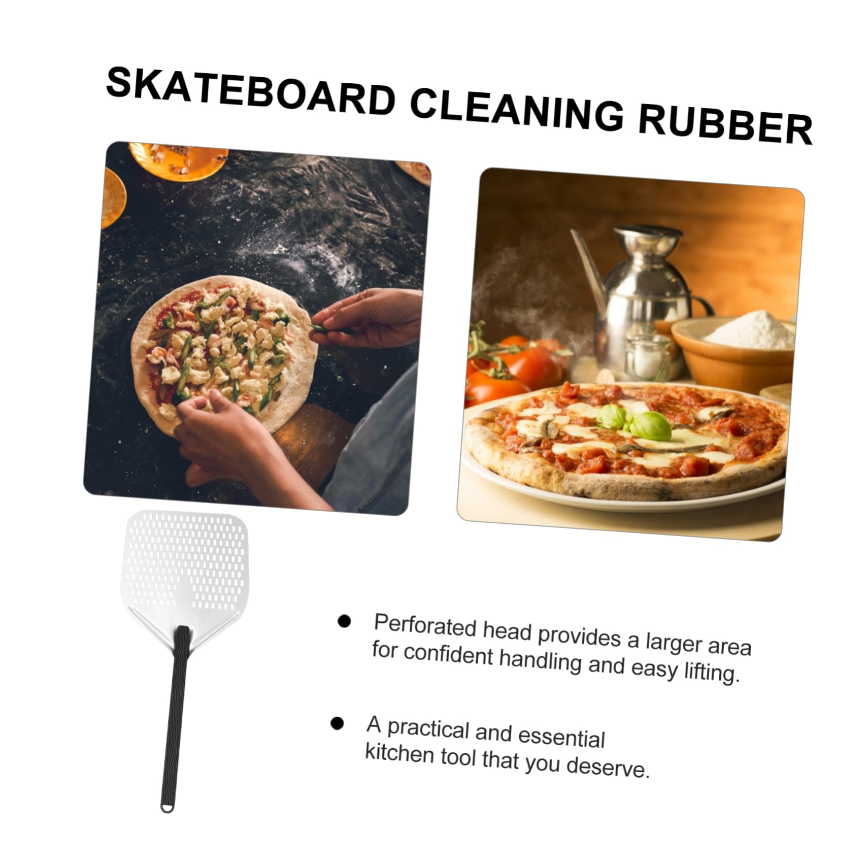 OFFSCH Square Pizza Spatula Perforated Peel for Efficient Baking Comfortable Grip for Easy Use