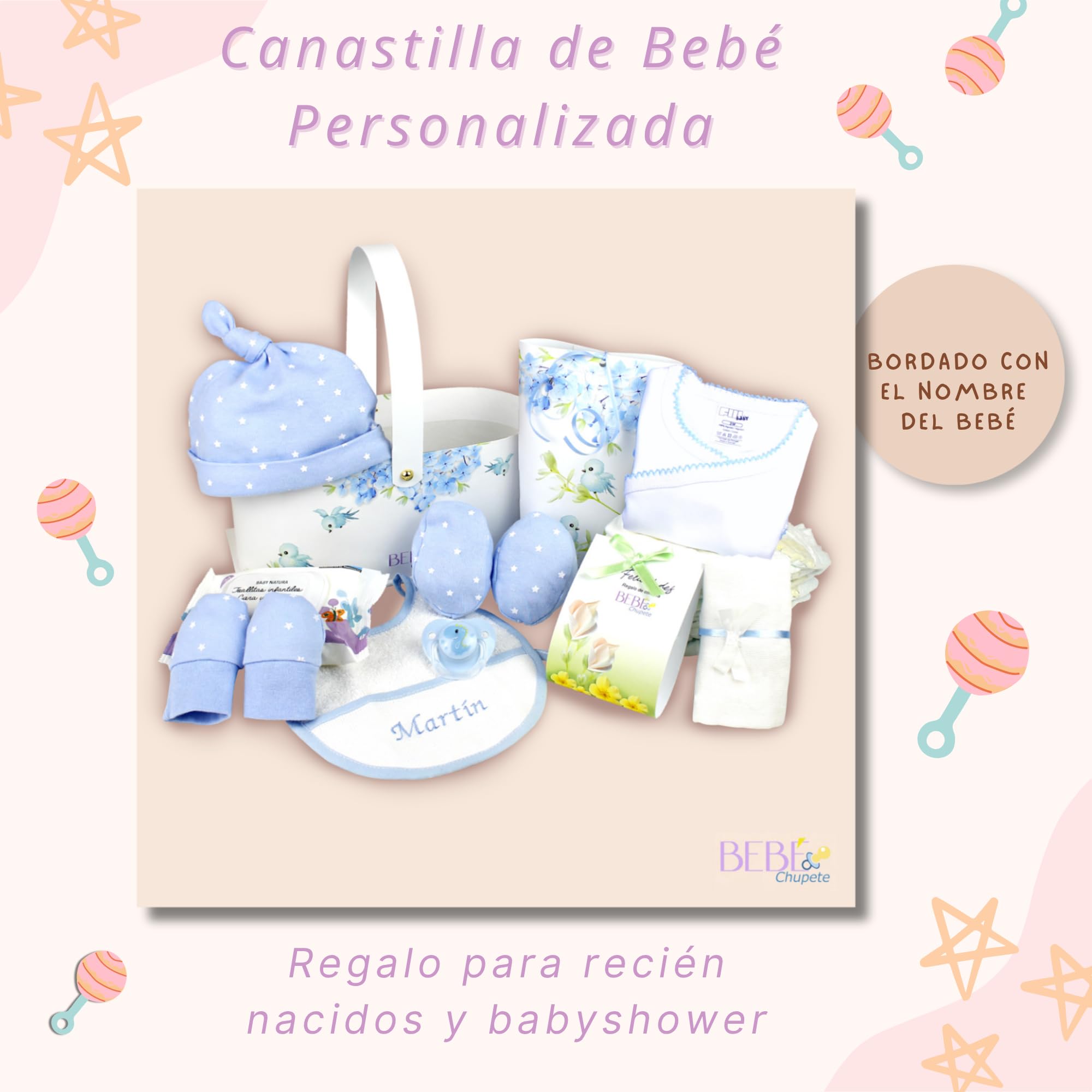 Regalo Bebe Recien Nacido Niño-Cesta Regalo Bebe-Regalo para Bebes Recien Nacidos-Primera Puesta Bebe Recien Nacido-Regalo Bebe Recien Nacido Niña-Canastilla Bebe Recien Nacido-Ropa Bebe