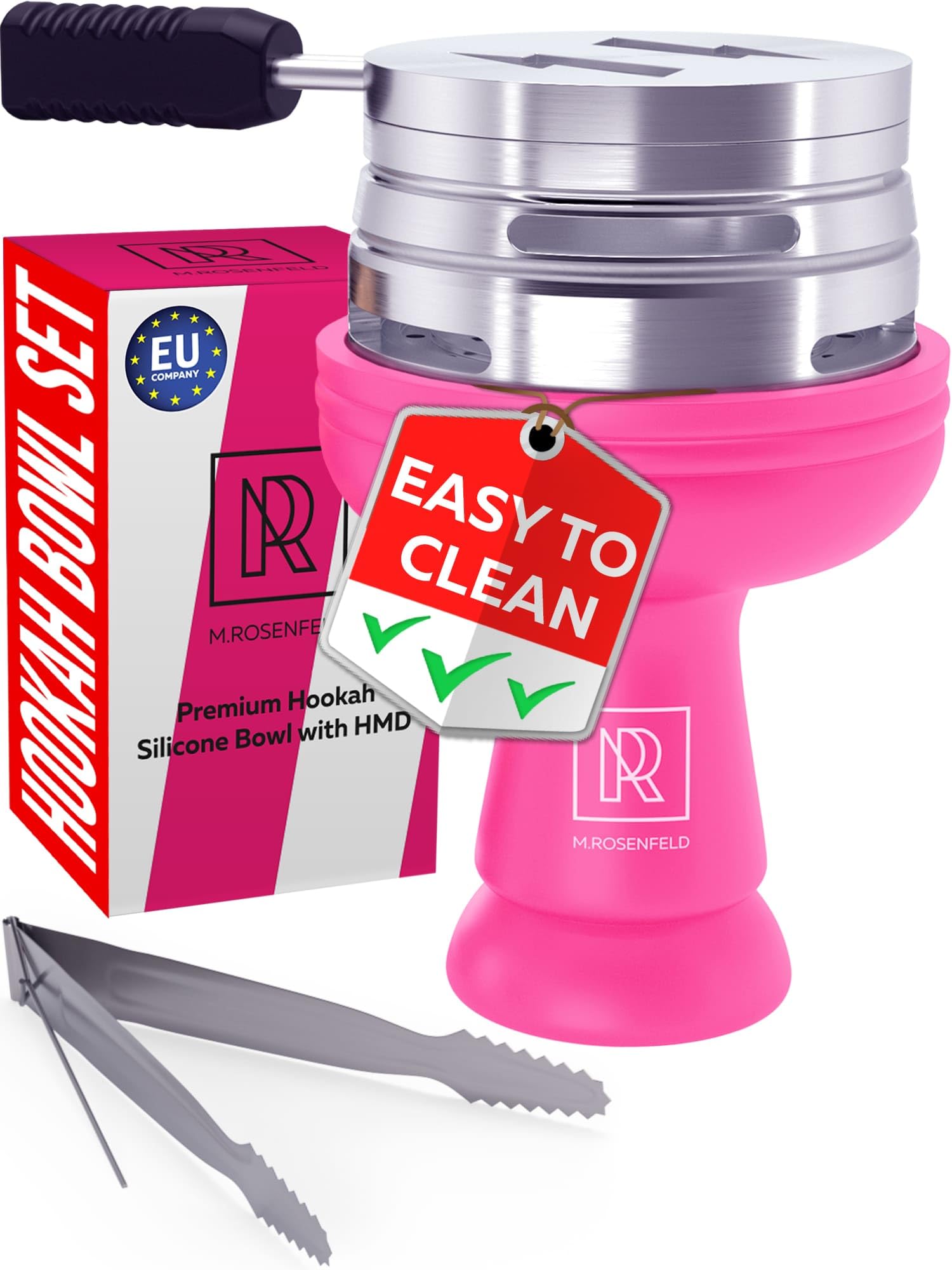 M. ROSENFELD Hookah Bowl Pink Set Silicone – Limited Xmas Design Blue Color - Premium Hookah Head Bowl - Shisha Bowl Phunnel Hookah Bowl with Heat Management Charcoal Holder