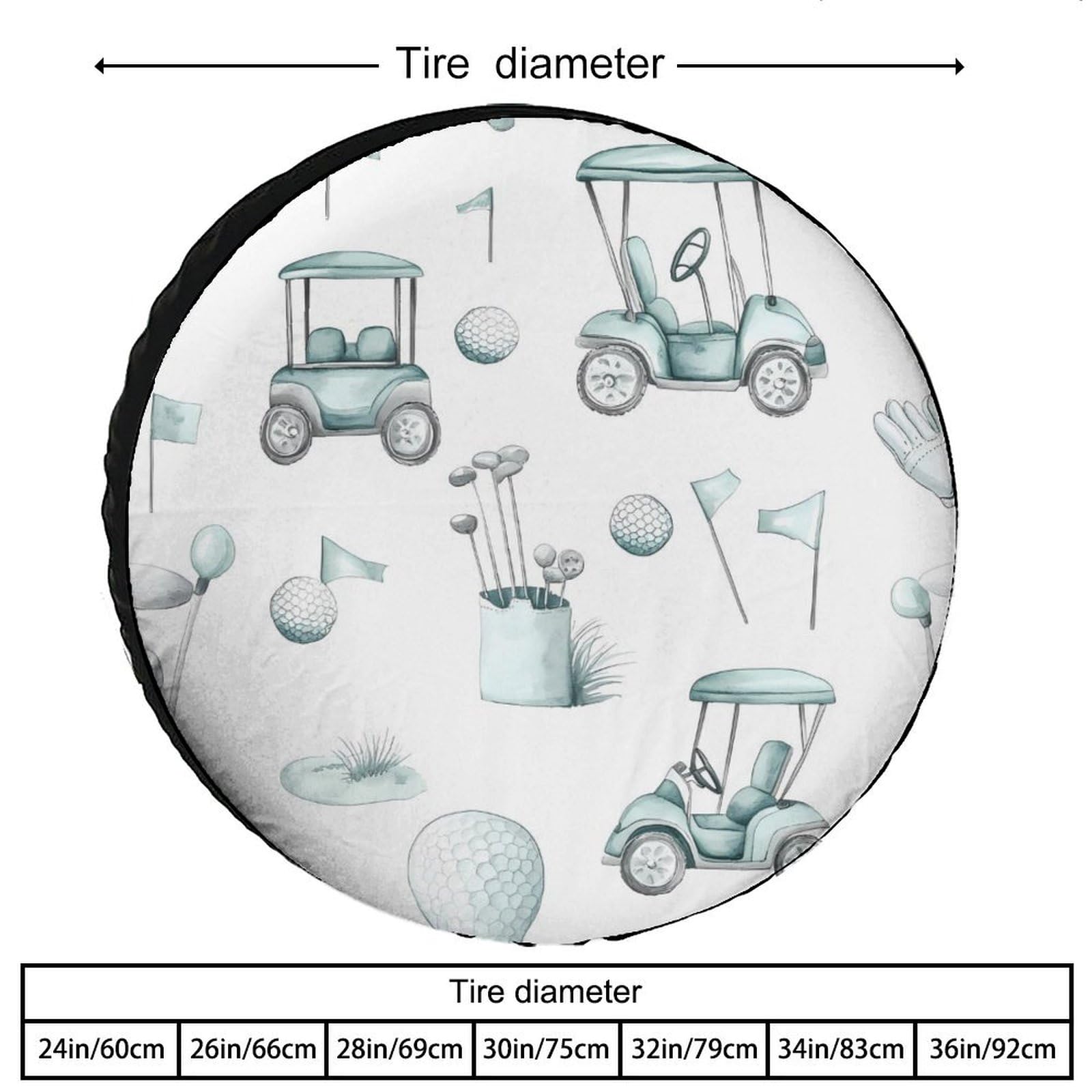 Watercolor Golf Pattern Spare Tire Cover Oxford Waterproof Wheel Protectors Universal Car Accessories 28inch