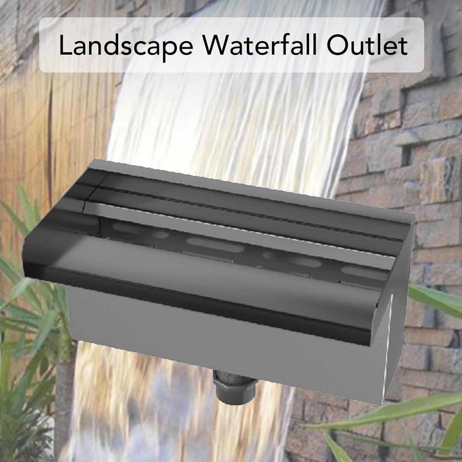 Diydeg 304 Stainless Steel Waterfall Spillway, Polished Rustproof Pool Fountain Spout with 2 Pipeline Installation Options, for Outdoor Swimming Pool Garden Pond Patio Decoration (300MM)