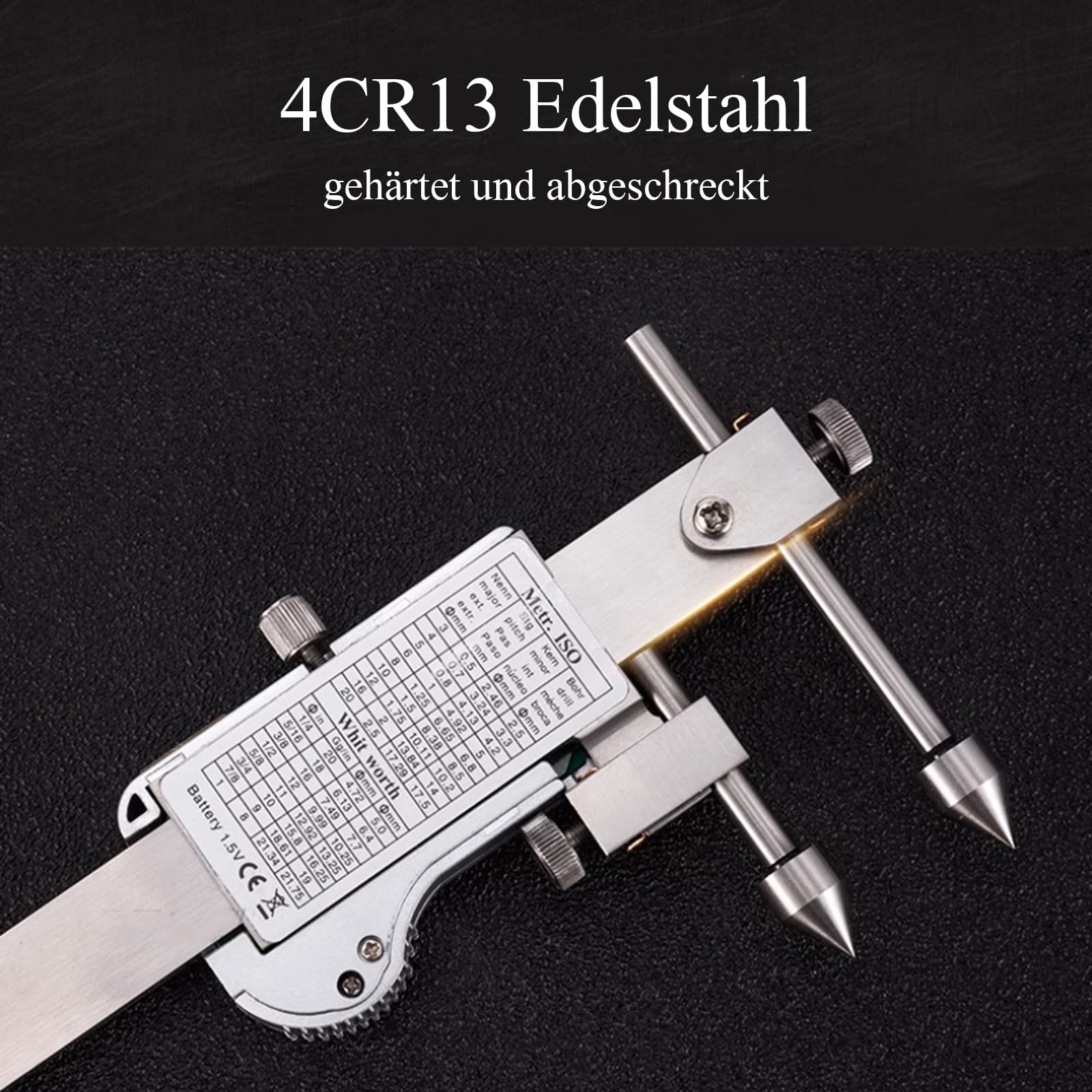 Digitaler Mittelpunkt-Messschieber – Zur Messung von Lochabständen auf gleicher oder versetzter Ebene, 0–150 mm, LCD-Anzeige, Edelstahl (10-150mm)