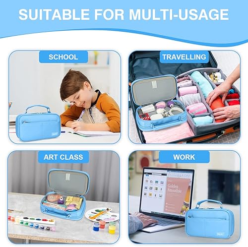 Miniatura 7 de VASCHY Estuche para lápices, estético Kawaii grande, bolsa para lápices estacionarios, para estudiantes universitarios de secundaria, organizador de