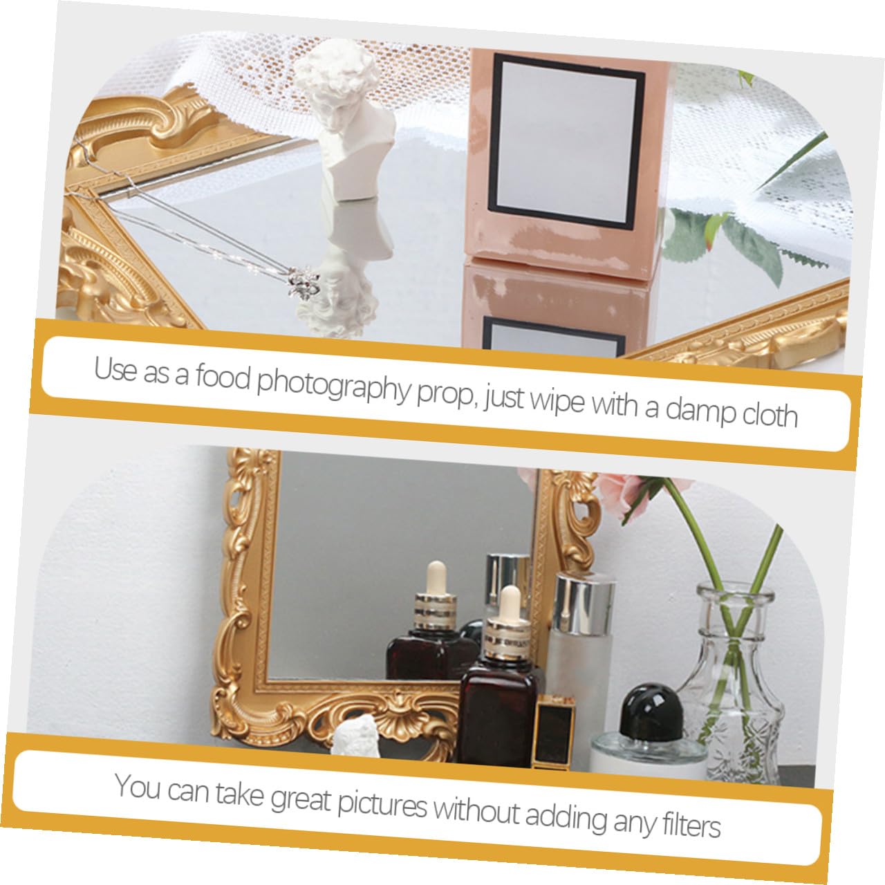 Vassoio per Oro Cosmetici in Decorativo Pp e o Specchio Delicato Esposizione e Organizzazione Profumi per Ufficio