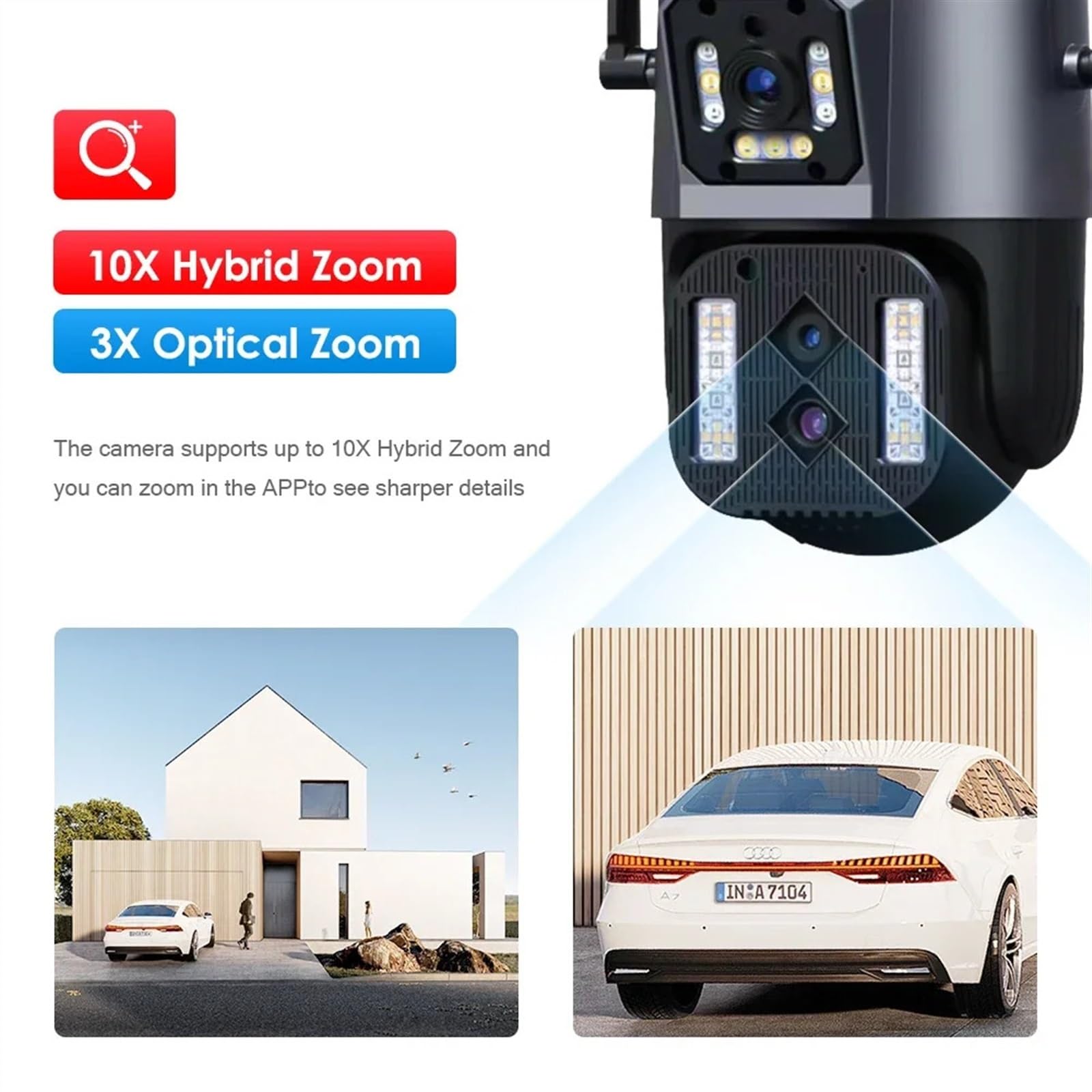 Kamera monitoringowa, Kamera IP 12MP 6K Wi-Fi Zewnętrzna kamera PTZ z trzema obiektywami Podwójne ekrany 10-krotny Zoom Automatyczne śledzenie Człowieka Wodoodporna 4K CCTV Ochrona bezpieczeństwa, Be
