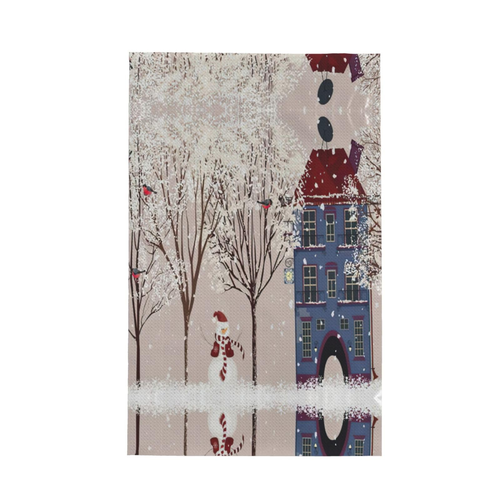 XXahnbm Winter Landscape Print Waffle Kitchen Towel,Absorbent Hand Towel