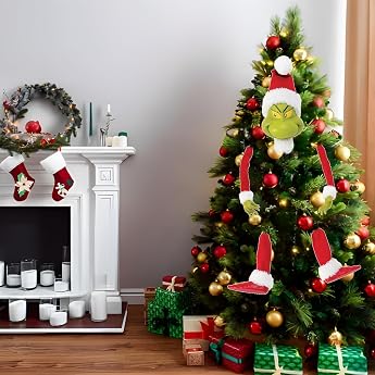 Weihnachtsbaumschmuck Grinchs Baumspitze Deko Weihnachten Grinch Elfenkopf Arme Beine Kreative Baum Deko Weihnachtsbaum Elf Beine Ornamente Grinchs H ngende Ornament f r Urlaubsatmosph re Geschenk
