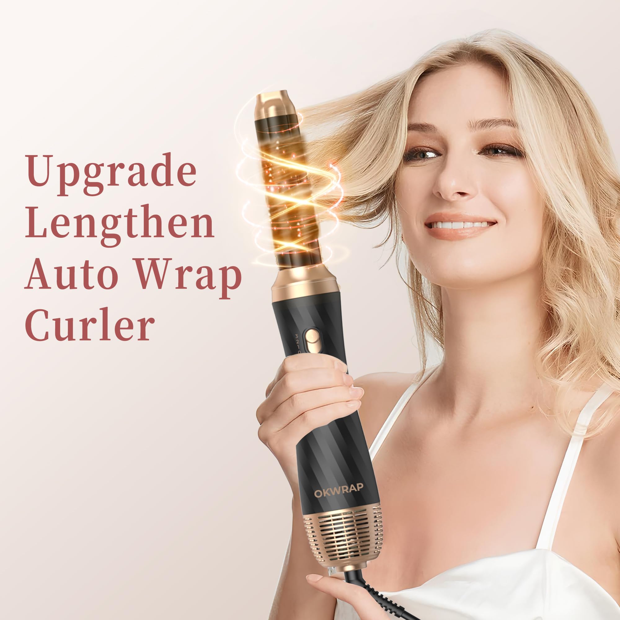 Airbrush 6 en 1OKWRAP Air Styler 6 en 1 Sèche-Cheveux, Brosse Soufflante Hair Styler Avec 6 Accessoires, Seche Cheveux, Fer a Boucler, Brosse Soufflante, Pour Sécher, Lisser