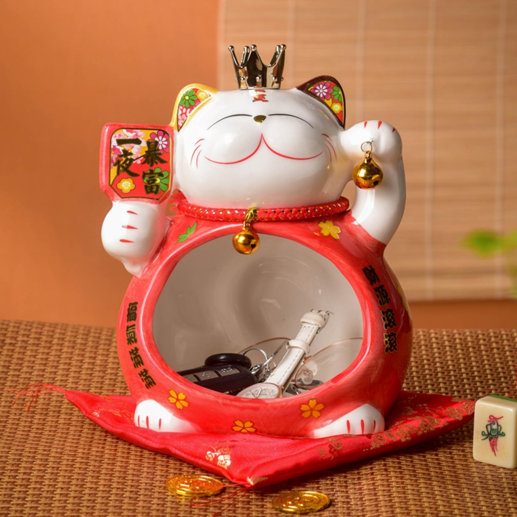 Amazon.co.jp: 玄関置物 卓上収納 猫の置物 鍵置き 多機能収納