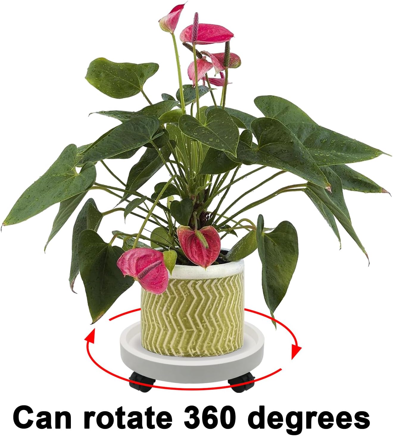 2-Pack 13" Heavy Duty Plant Caddy with Lockable Wheels, Industrial-Grade Rolling Plant Stand for Indoor/Outdoor Potted Plants, Flower Pots & Garden Decor - White
