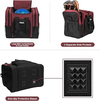 Bowling Ball Bag - Single Ball Tote with Foam Cushion, Padded Strap for Men & Women, Fits Bowling Shoes Up to Mens Size 14 & Accessories