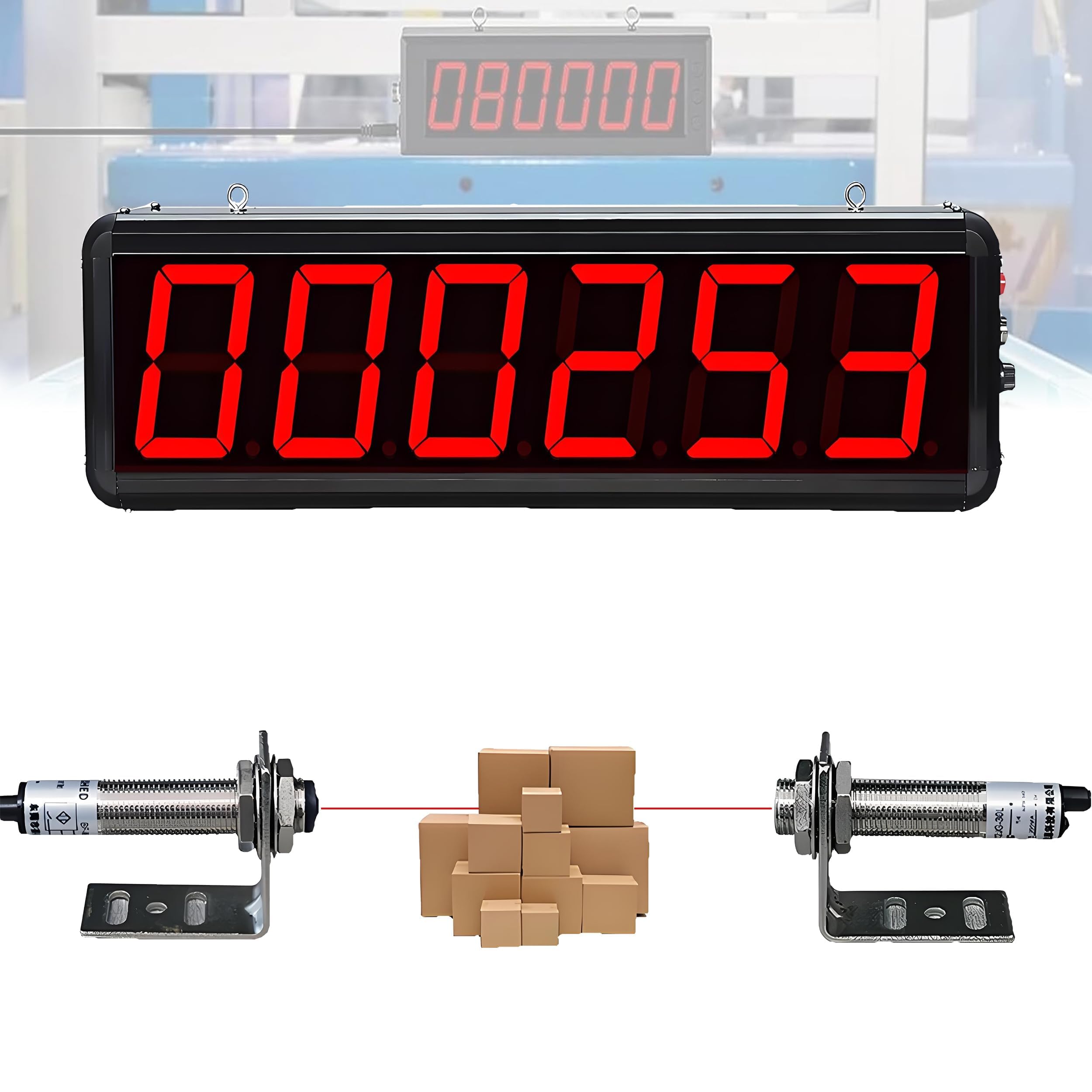 Contador digital con doble sonda, pantalla LED de 6 dígitos, cuenta hasta 999999