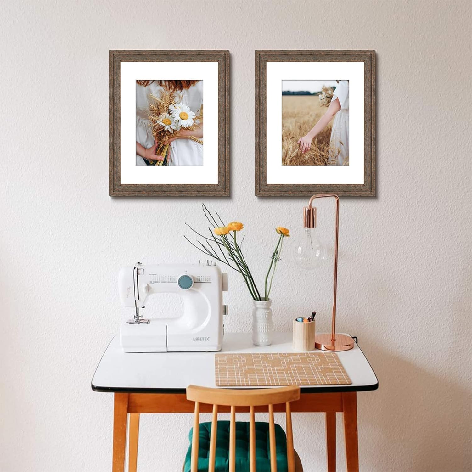 Golden State Art, 16x20 Picture Frame - Displays 11x14 Photo with Mat or 16x20 Without Mat, Wide Moulding Solid Wood Frame for Wall Display, Distressed Brown - Image 7