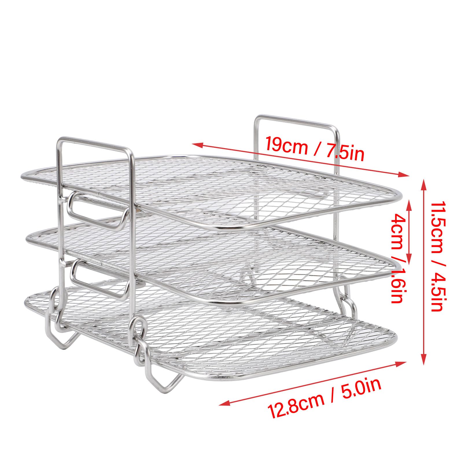 Kuuleyn 3 Layer Fryer Rack Set, Stackable 304 Stainless Steel Dehydrator Rack,Detachable Multi Layer Grill Accessories