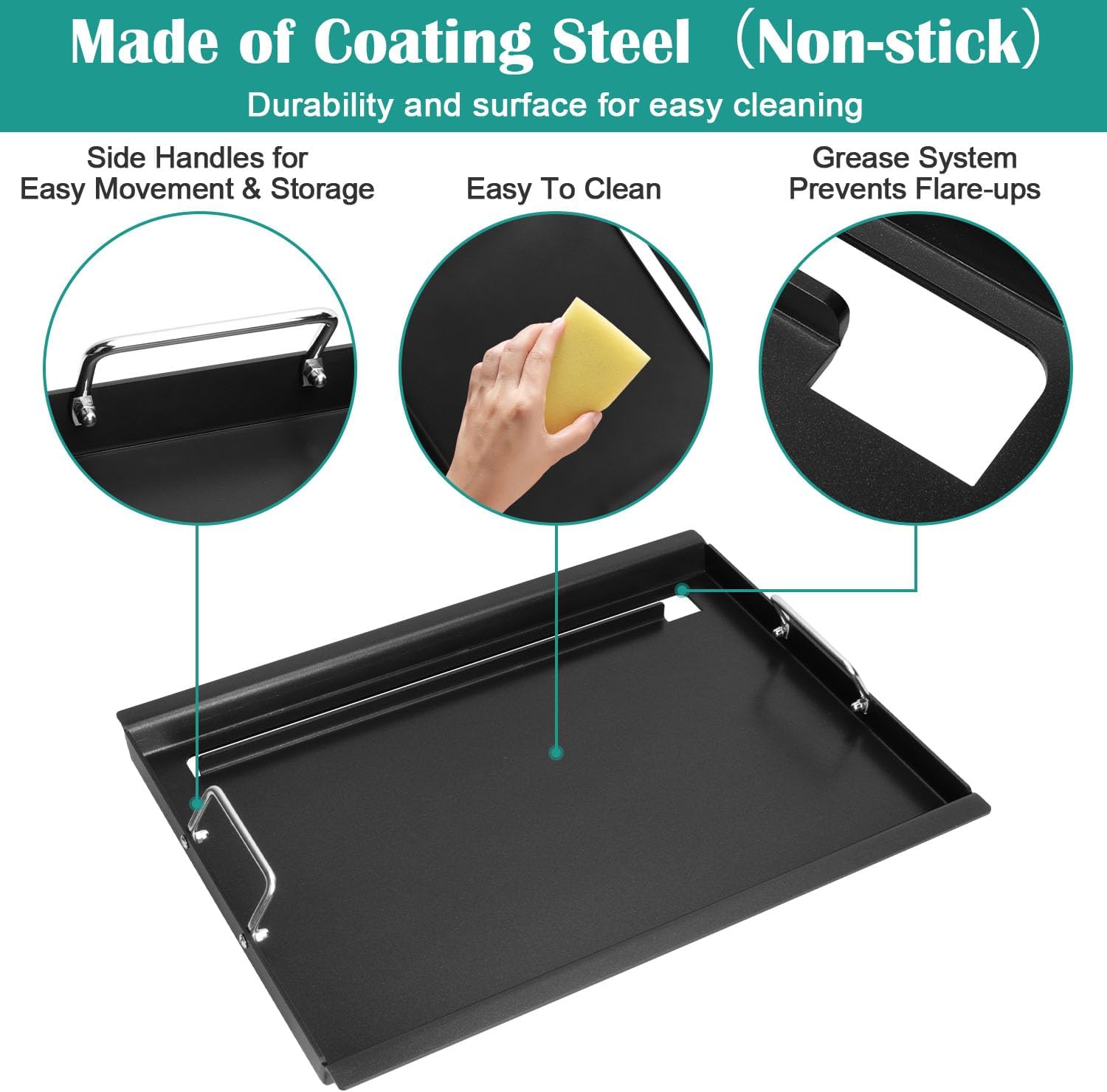 Full Size Griddle Inserts for Char-Broil Performance 4 Burner Series, Flat Top Griddle for Charbroil 463352521 463354021 463365021 463365522 463366022 Grill, Replace for G426-0004-W1 G426-0005-W1