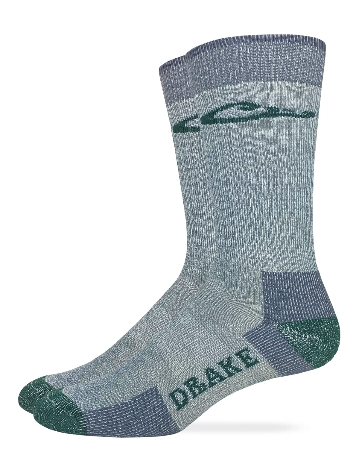 Drake Merino Wool Crew Socks, Grey/Green, XLrg (M 12-16), 1 Pair