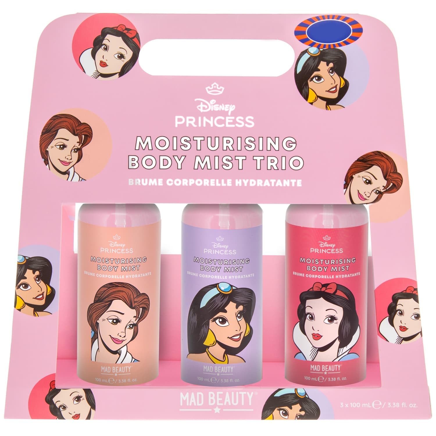 New 3pk Princess Moisturising Body Mist Trio 3 x 100ml With Snow White, Jasmine And Cinderella Themed Body Mist Ideal For Girls Women gift Birthday Christmas - A20