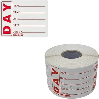 We Can Source It Ltd - Red Removable "Use by" Food Labels - Food Life, Product Rotation Prep Sticker Roll - 50 x 65mm - for Restaurants, Food Trucks, Grocery Stores - 1 Roll (500 Lables)