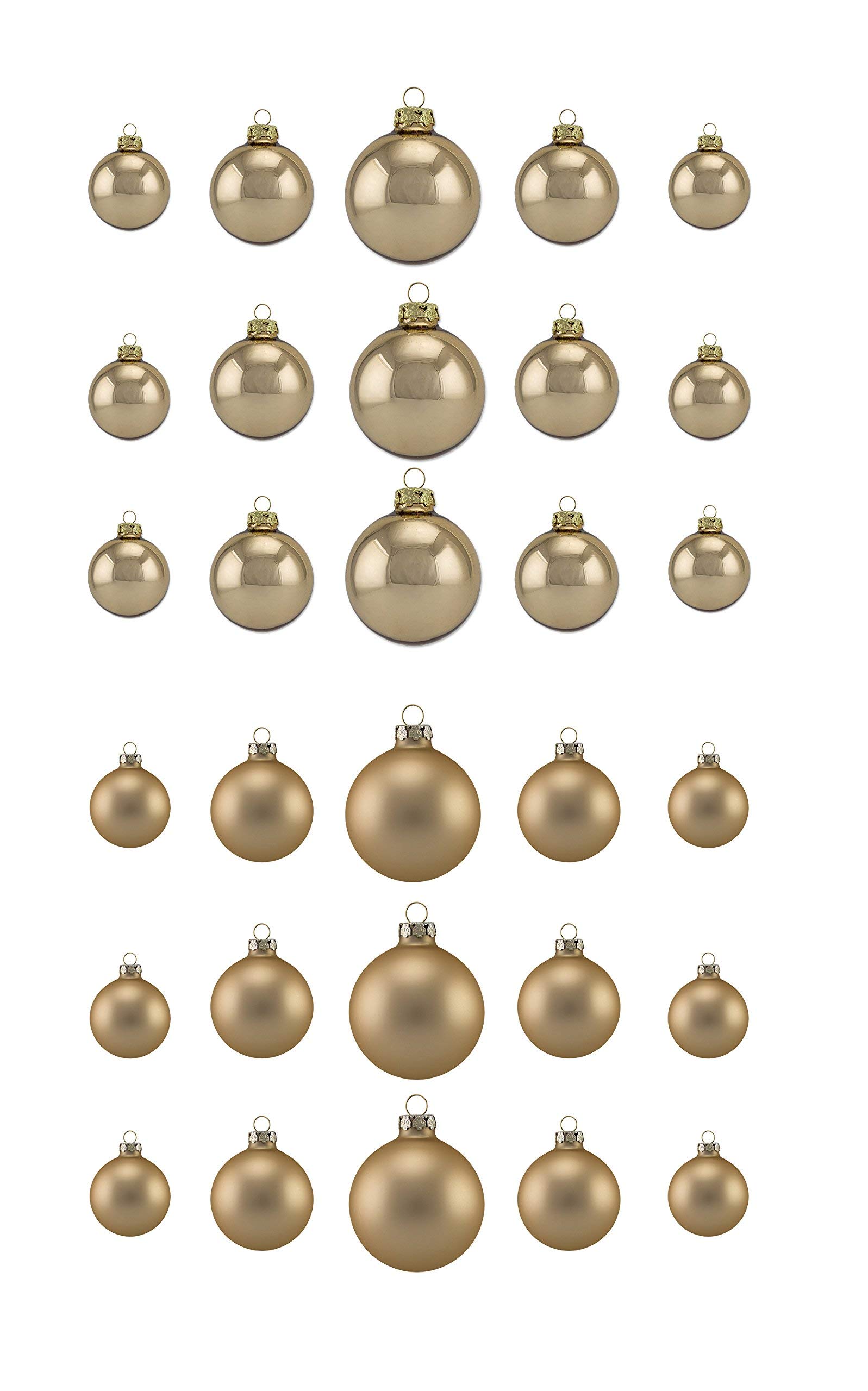 Thüringer Glasdesign Christbaumkugeln - 12 Stück Gold Matt & Glänzend, 8cm