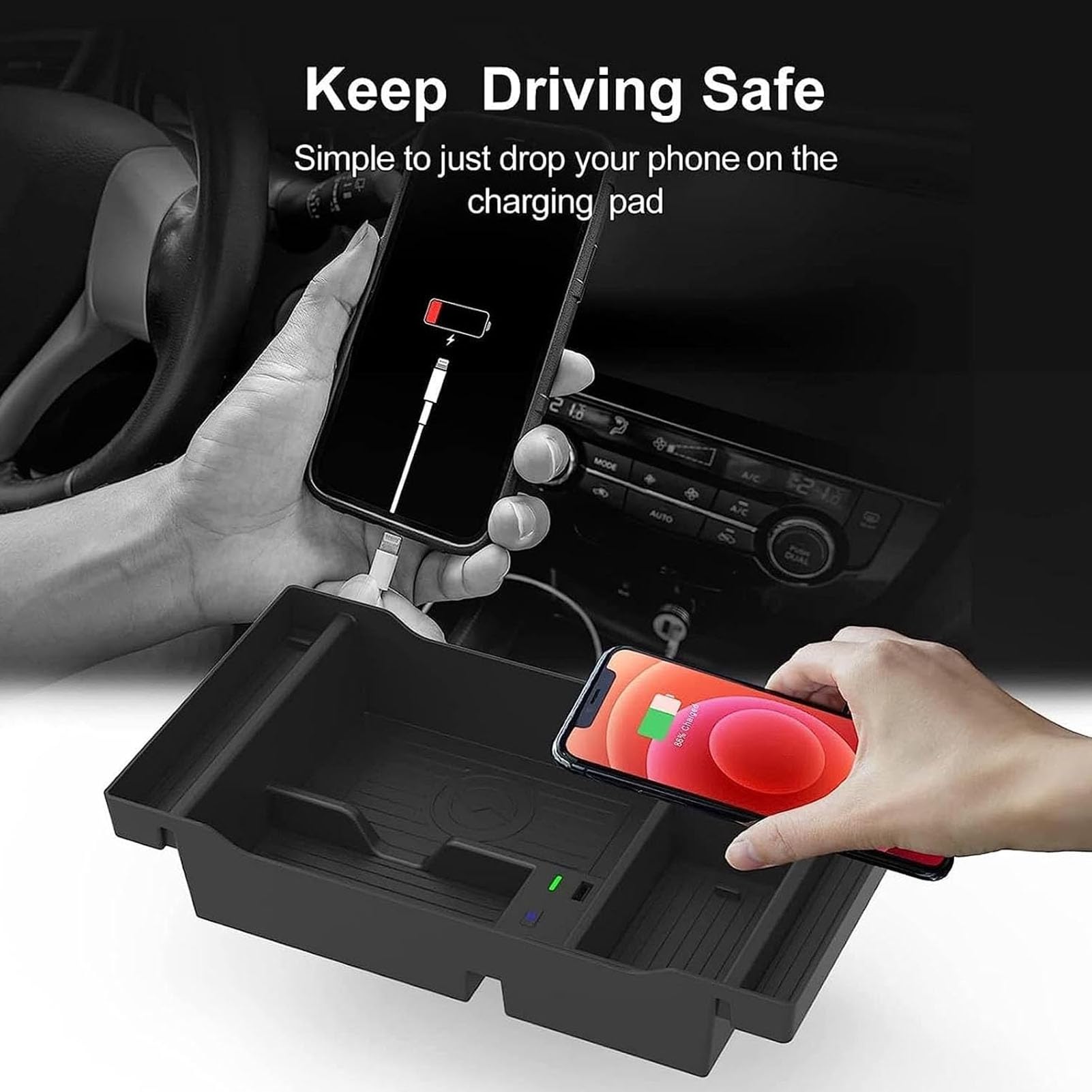 Cargador De Coche Inalámbrico para Chevrolet Silverado 2019-2022 Panel De Accesorios De Consola Central,Cargador Rápido De 15 W para Cualquier Teléfono Habilitado para Qi