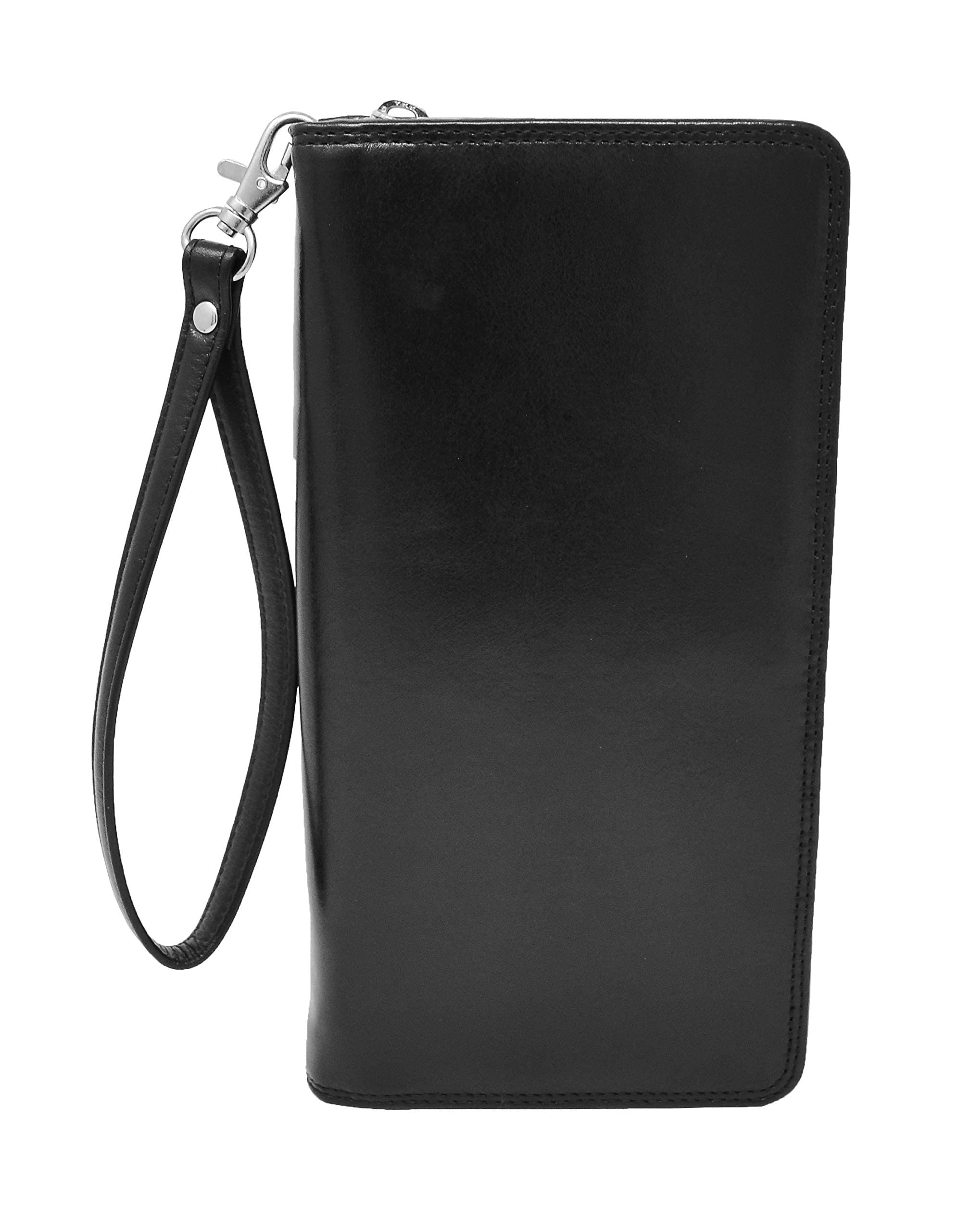 DR433 - Cartera de viaje para pasaporte de piel, color negro, Black, S, Casual