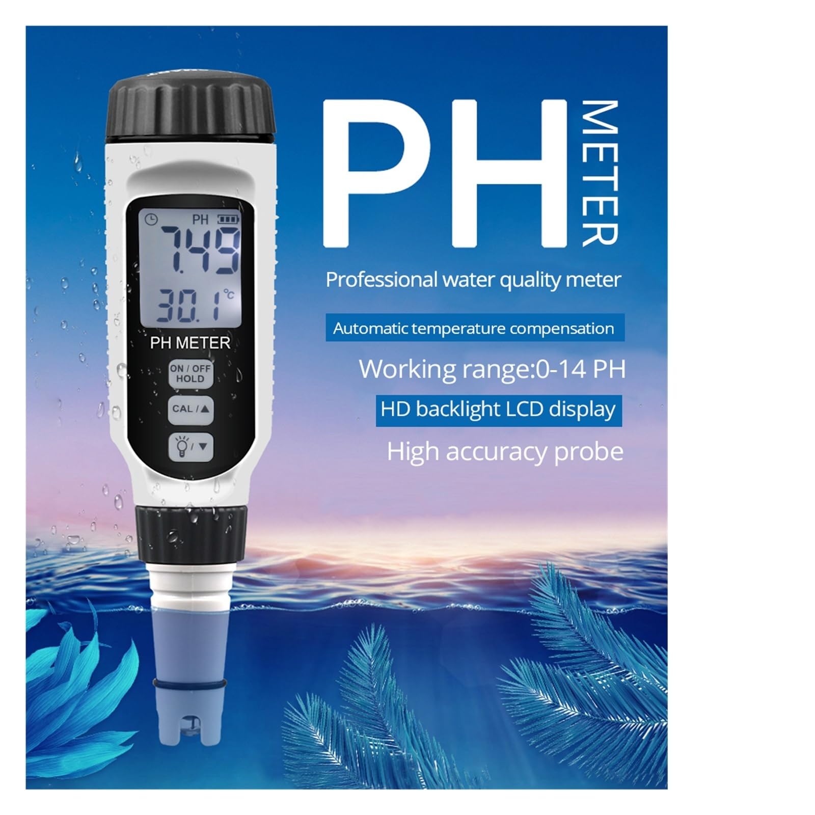 Testeur de qualité de l'eau Testeur de qualité de l'eau Professionnel de Type Stylo pH-mètre acidomètre pH acidité mètre